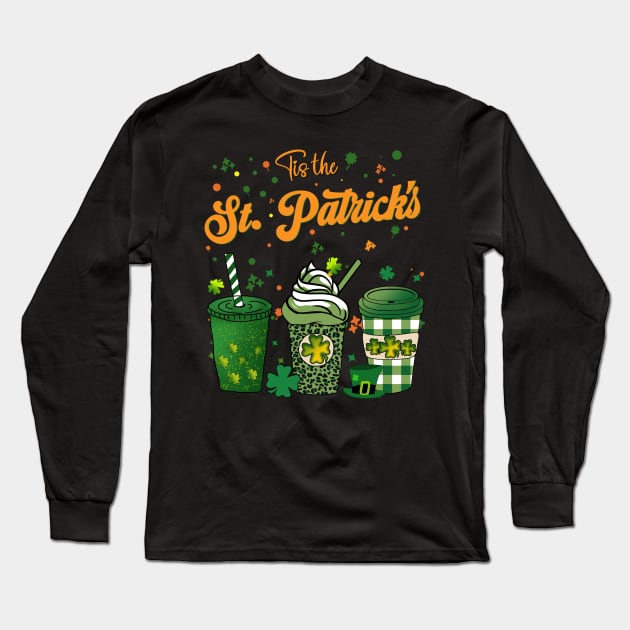 Tis the St Patrick's day drink coffee latte Long Sleeve T-Shirt by Giftyshoop